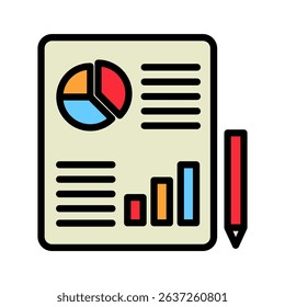 Final Report mini illustration outline color icon, use for research and development, education, industry, UI, UX kit, app and web development, digital or print.