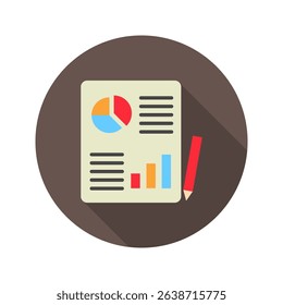 Final Report mini illustration rounded flat color icon, use for research and development, education, industry, UI, UX kit, app and web development, digital or print.
