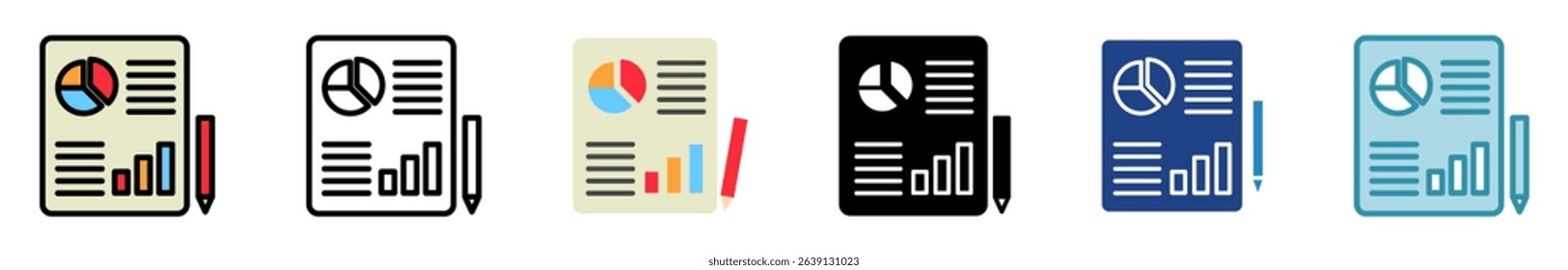 Final Report multi style, mini illustration icon set. outline, flat, glyph, line color. vector for UI, UX, app, web, digital or print, related to education, business, research and development.