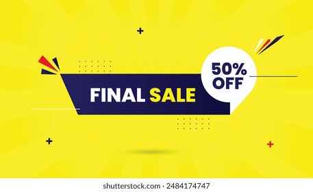 Final sale 50% off banner template design with yellow background perfect for eye catching promotions