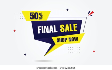 Final Sale 50% Off Shop Now banner template design with a sleek white background perfect for highlighting your best deals.