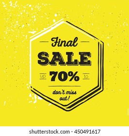 Final sale up to 70 % off. Big sale. Sale tag. Sale poster.  Vector illustration