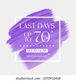 Final Sale up to 70% off sign over watercolor art brush stroke paint abstract background vector illustration. Perfect acrylic design for a shop and sale banners.