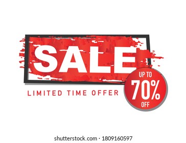 Final Sale up to 70% off sign brush stroke paint abstract background vector illustration. Perfect acrylic design for a shop and sale banners.