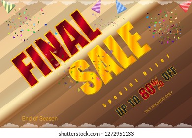 final sale up to 80% end of season special offer tea coffee tone vector illustration eps10