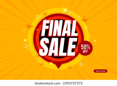 Final Sale banner 3d text vector with red and yellow background