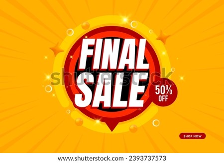 Final Sale banner 3d text vector with red and yellow background