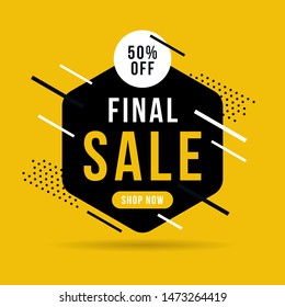 Final sale banner, up to 50% off. Vector illustration