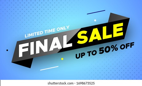 Final sale banner, up to 50% off. Vector illustration.