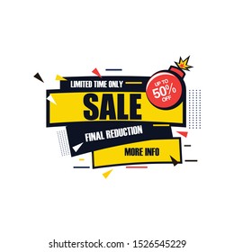 Final sale banner, up to 50% off.modern design template, vector illustration