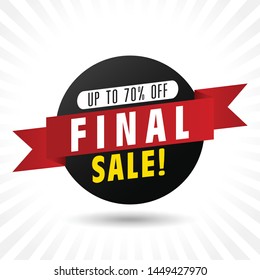  final sale banner, up to 70% off. Vector illustration