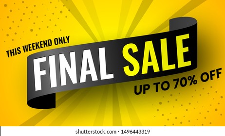 Final sale banner. Black ribbon. Vector illustration. 