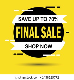 Final sale banner design, up to 70% off. discount banner. Vector illustration