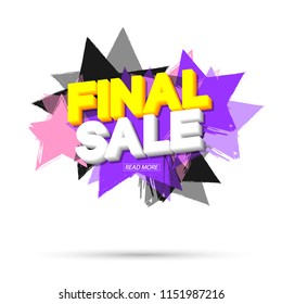 Final Sale banner design template, discount tag, app icon, vector illustration