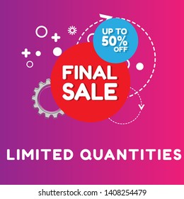 Final Sale banner design template, discount up to 50% off, flat design. 