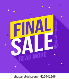 Final sale banner. Sale and discounts. Design banner, discount poster, cheap flyer, ow price concept marketing coupon template. 