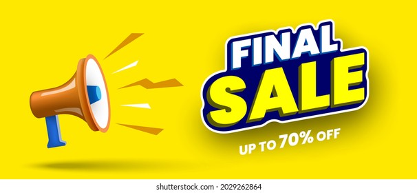 Final sale banner with megaphone. Vector illustration.