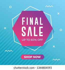 Final sale banner with modern blue memphis background