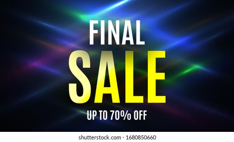 Final sale banner on colorful glowing background. Vector illustration.