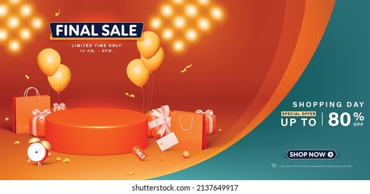 Final sale banner and podium template design for web or social media.