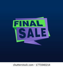 Final Sale banner, poster background. Big sale, special offer, discounts, Vector illustration