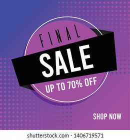 Final sale banner. Promotion square banner on purple background