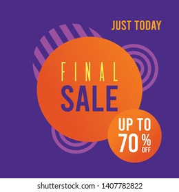 Final sale banner. Promotion square banner on purple background
