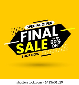 Final sale banner, special offer up to 50% off. Vector illustration.