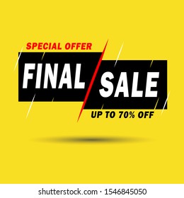 Final sale banner template design. Special offer, up to 70% off. Vector illustration