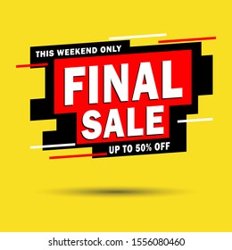 Final sale banner template design. Up to 50% off. Modern banner template. Vector illustration