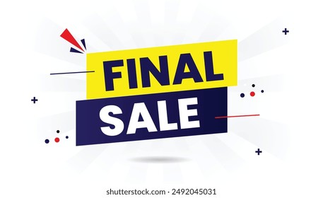 Final sale banner template design with white background, featuring vibrant blue, yellow, and red shapes vector art, perfect for promoting special offers and discounts discount, offer, banner, template