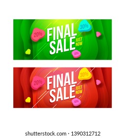 Final sale banner template. Final Sale Discount Marketing Promotion Special Horizontal Banner Design Colorful Vector Illustration.