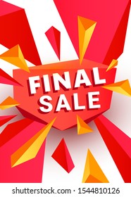 Final sale banner template header design design template with polygonal sharp shapes. Can be used for wallpaper, template, poster, backdrop, book cover, brochure, leaflet, flyer, vector illustration
