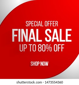 Final sale banner template red cooncept.Vector background