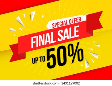 final sale banner template red.Vector label price