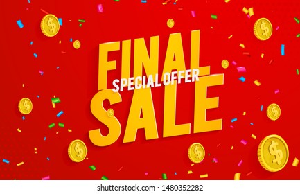 Final sale banner template. Special offer vector background