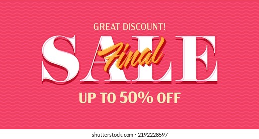 Final sale banner template vector illustration. Great discount up to 50 percent price off special offer advertisement. Marketing promotion for retail shop in social media. Final sale