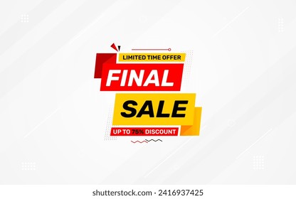 Final sale banner template vector design, Special offer final sale, Limited offer final sale tag. Final Sale Discount template for marketing promotion, retail, store, shop, online store, or website.