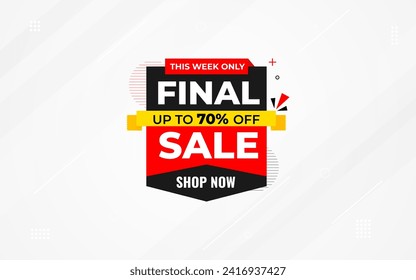 Final sale banner template vector design, Special offer final sale, Limited offer final sale tag. Final Sale Discount template for marketing promotion, retail, store, shop, online store, or website.