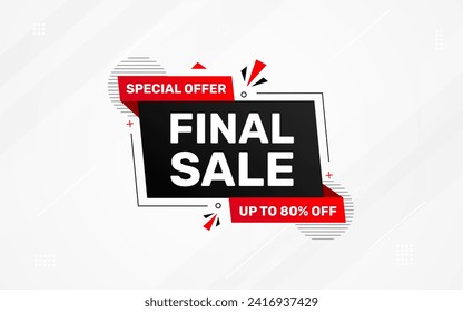 Final sale banner template vector design, Special offer final sale, Limited offer final sale tag. Final Sale Discount template for marketing promotion, retail, store, shop, online store, or website.