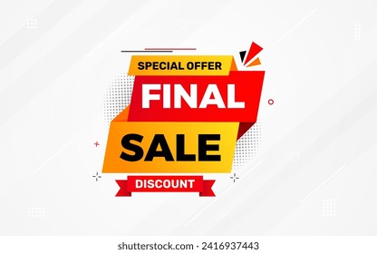 Final sale banner template vector design, Special offer final sale, Limited offer final sale tag. Final Sale Discount template for marketing promotion, retail, store, shop, online store, or website.