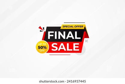 Final sale banner template vector design, Special offer final sale, Limited offer final sale tag. Final Sale Discount template for marketing promotion, retail, store, shop, online store, or website.