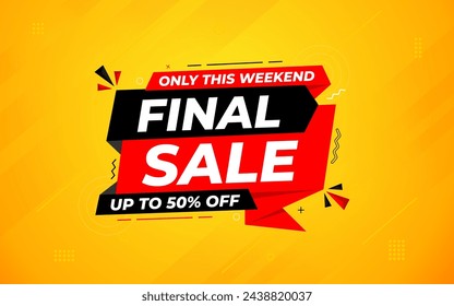 Plantilla de banner de venta final diseño vectorial, Oferta especial venta final, Oferta limitada etiqueta de venta final. Plantilla de descuento de venta final para promoción de marketing, venta al por menor, tienda, tienda, tienda en línea o sitio web.