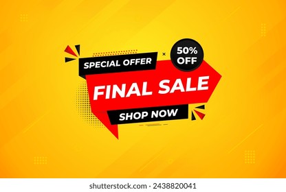 Final sale banner template vector design, Special offer final sale, Limited offer final sale tag. Final Sale Discount template for marketing promotion, retail, store, shop, online store, or website.
