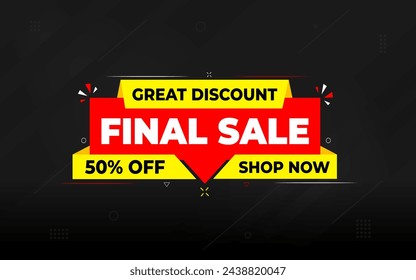 Final sale banner template vector design, Special offer final sale, Limited offer final sale tag. Final Sale Discount template for marketing promotion, retail, store, shop, online store, or website.