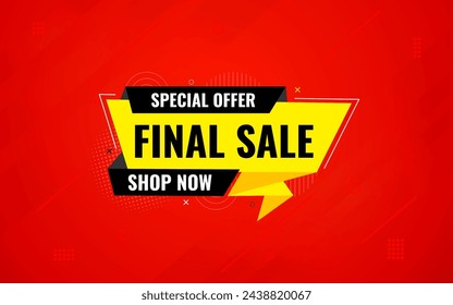 Plantilla de banner de venta final diseño vectorial, Oferta especial venta final, Oferta limitada etiqueta de venta final. Plantilla de descuento de venta final para promoción de marketing, venta al por menor, tienda, tienda, tienda en línea o sitio web.