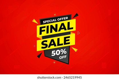 Final sale banner template vector design, Special offer final sale, Limited offer final sale tag. Final Sale Discount template for marketing promotion, retail, store, shop, online store, or website.