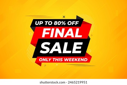 Final sale banner template vector design, Special offer final sale, Limited offer final sale tag. Final Sale Discount template for marketing promotion, retail, store, shop, online store, or website.