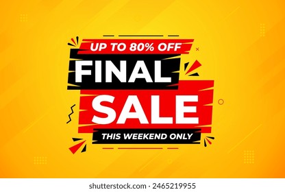 Final sale banner template vector design, Special offer final sale, Limited offer final sale tag. Final Sale Discount template for marketing promotion, retail, store, shop, online store, or website.