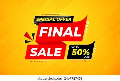 Final sale banner template vector design, Special offer final sale, Limited offer final sale tag. Final Sale Discount template for marketing promotion, retail, store, shop, online store, or website.